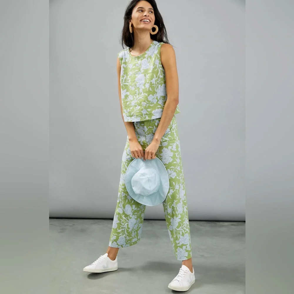 Anthropologie Maeve London Wide Leg Pants in Blue Motif XS - Picture 9 of 13